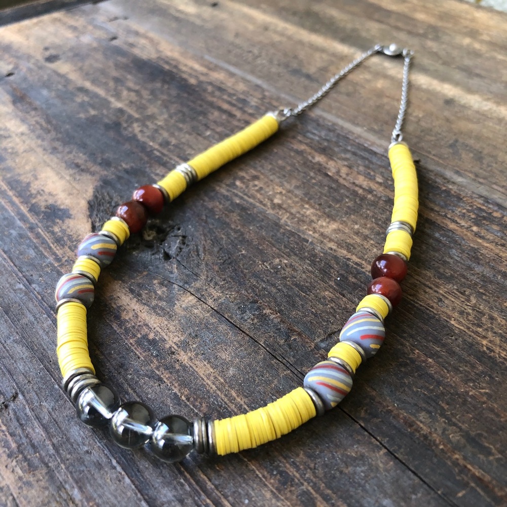 Short Yellow Tribal Quartz Necklace